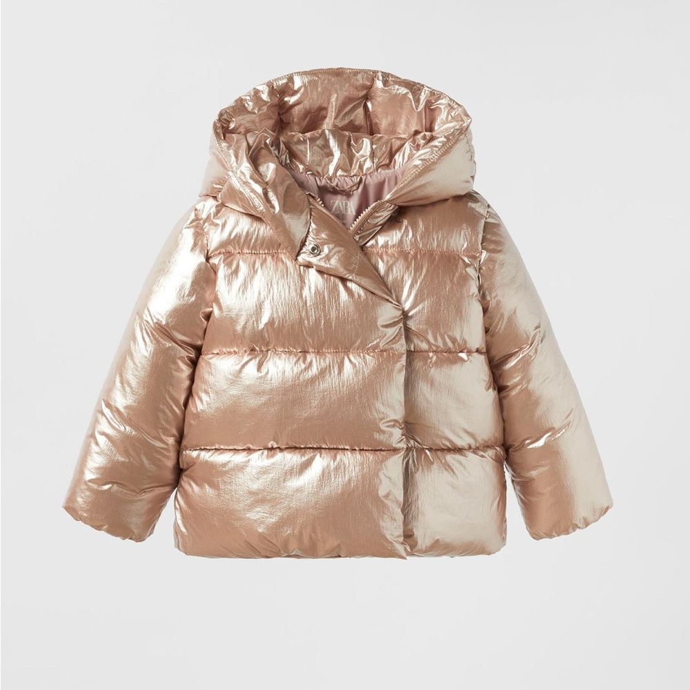 Zara Shiny Gold Kids Puffer Jacket